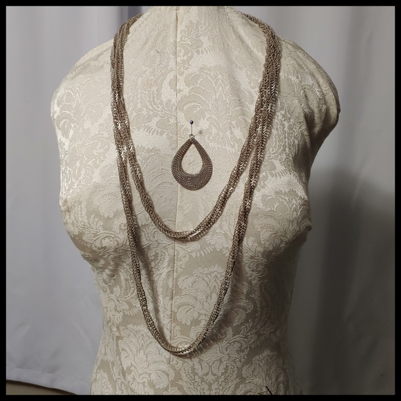 Jewelry - Vintage Guatemalan Sterling Wedding Necklace Teardrop Pendant Multi-Link Chain